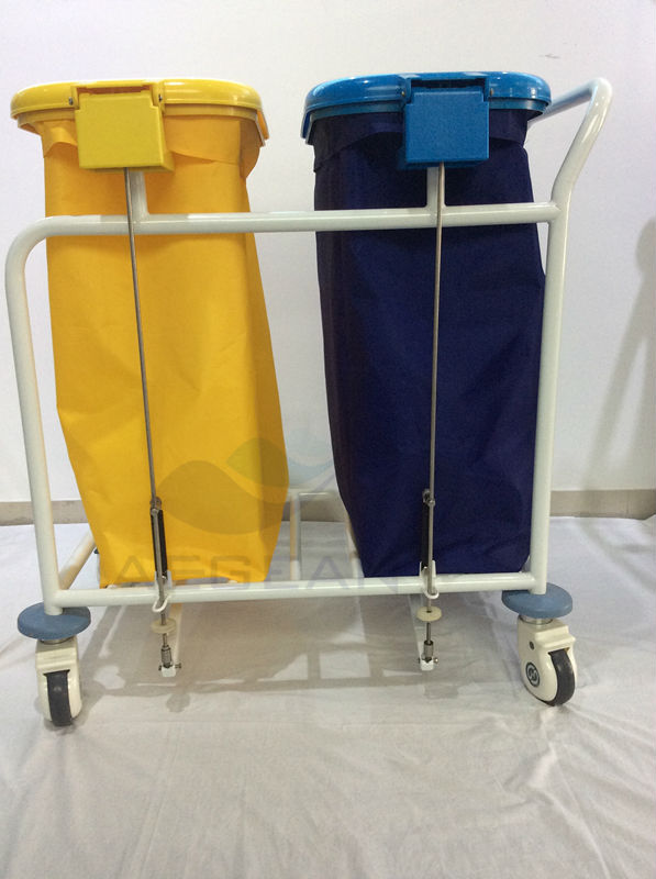 एजी-एसएस 01 9 बी शानदार पैर पेडल नियंत्रित डबल बैग अस्पताल ड्रेसिंग स्वच्छ लिनन ट्रॉली