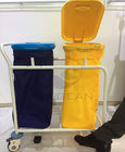 एजी-एसएस 01 9बी स्टेनलेस स्टील फ्रेम कवर दो अस्पताल ड्रेसिंग अपशिष्ट ट्रॉली डिब्बे के साथ दो धूल बैग